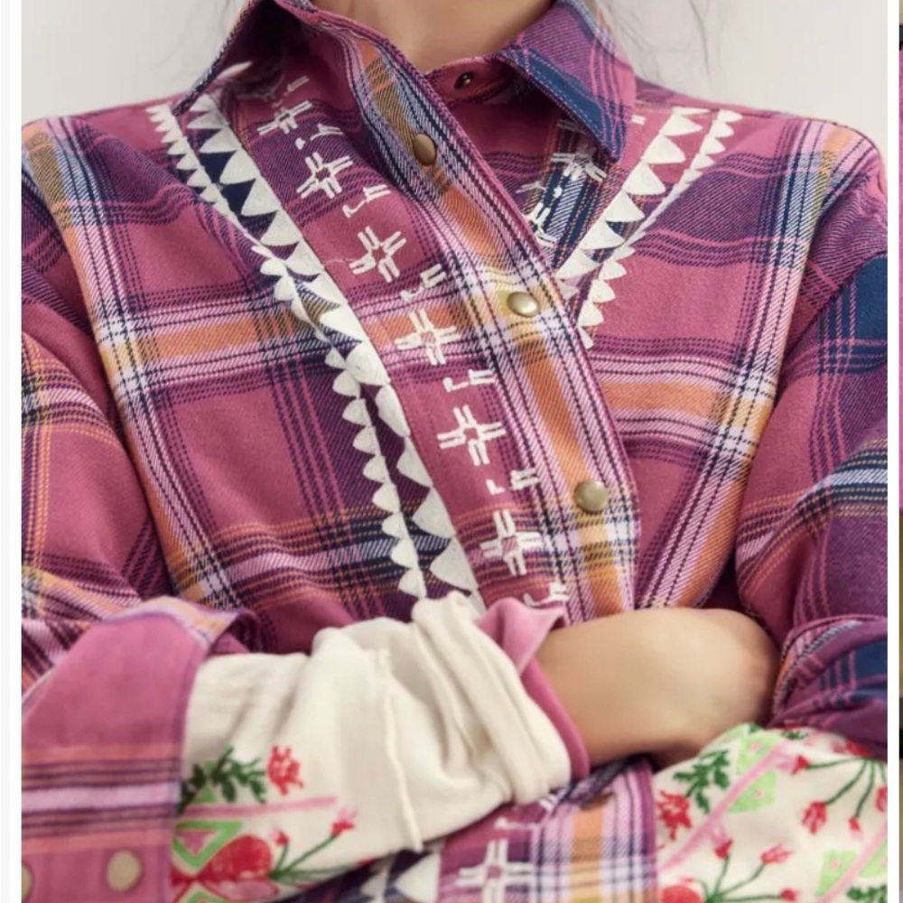 FREE PEOPLE We the Free Nordic Chill Plaid Shirt Jacket XS S Small New with tags - Picture 8 of 8